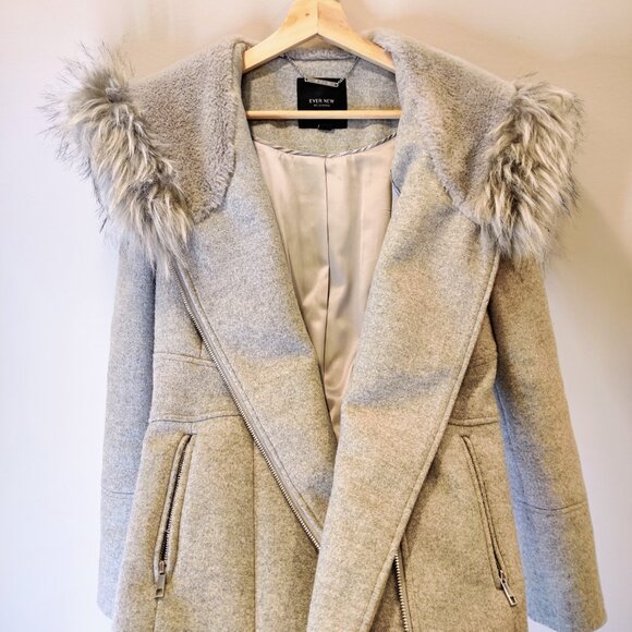 Ever New Petite Hoodie Fall Coat | Gray | Petite - Picture 3 of 8